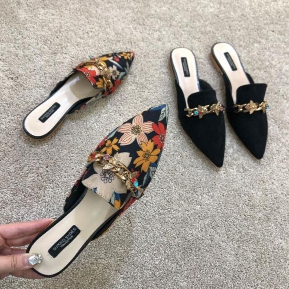 Pointed Toe Flat - New Women Slippers Pointed Toe Rubber