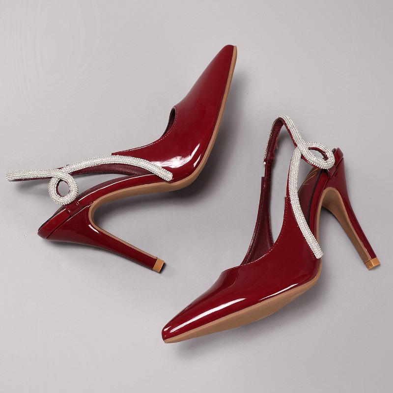 Sexy Patent Leather Pointed To - Rhinestone Sandal Women review and price
