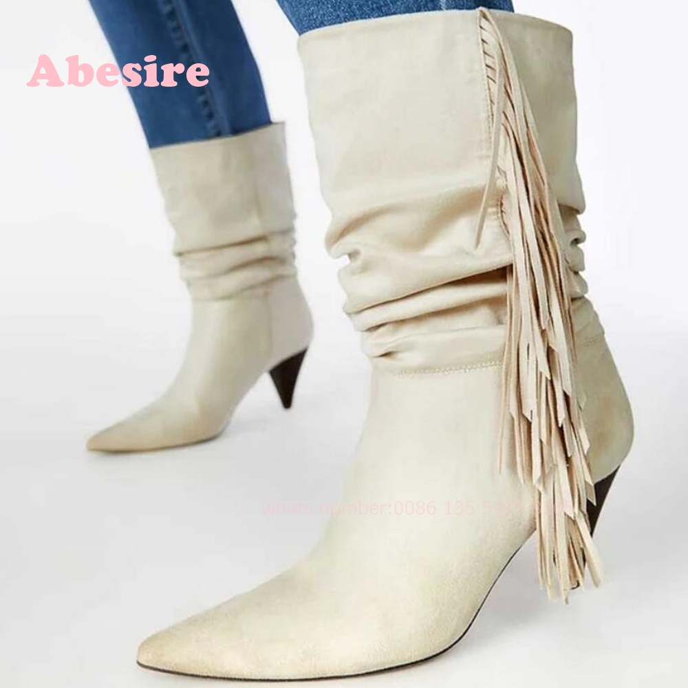 White Cone Heel Fringe Shoes V - Women'S Shoes Vegan review and price