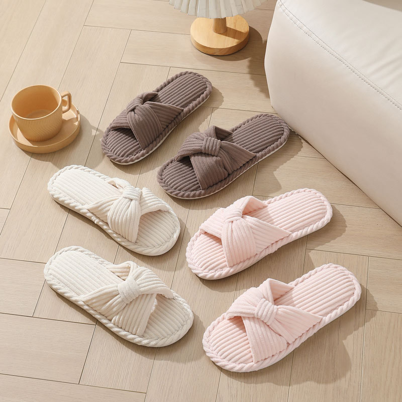 Corduroy Cross Strap Home Slip - Women Shoes On Sale review and price